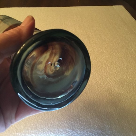 Chocolate and White Swirl Glass Vase Swirl Art Hand Blown - Picture 3 of 3